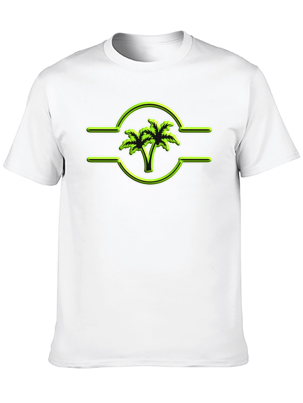 Tropical Palm Tree Graphic Tee - Casual Black T-Shirt