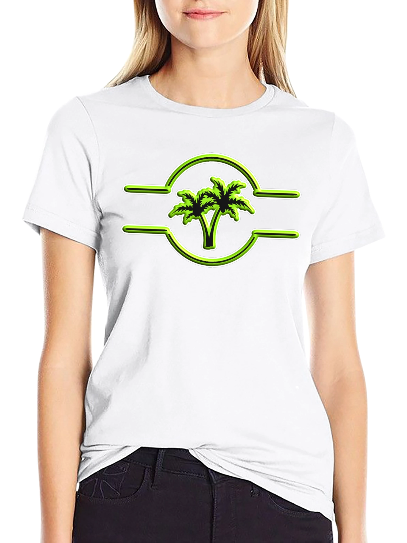Tropical Palm Tree Graphic Tee - Casual Black T-Shirt