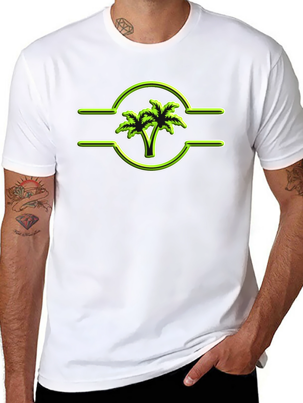 Tropical Palm Tree Graphic Tee - Casual Black T-Shirt