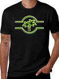 Tropical Palm Tree Graphic Tee - Casual Black T-Shirt