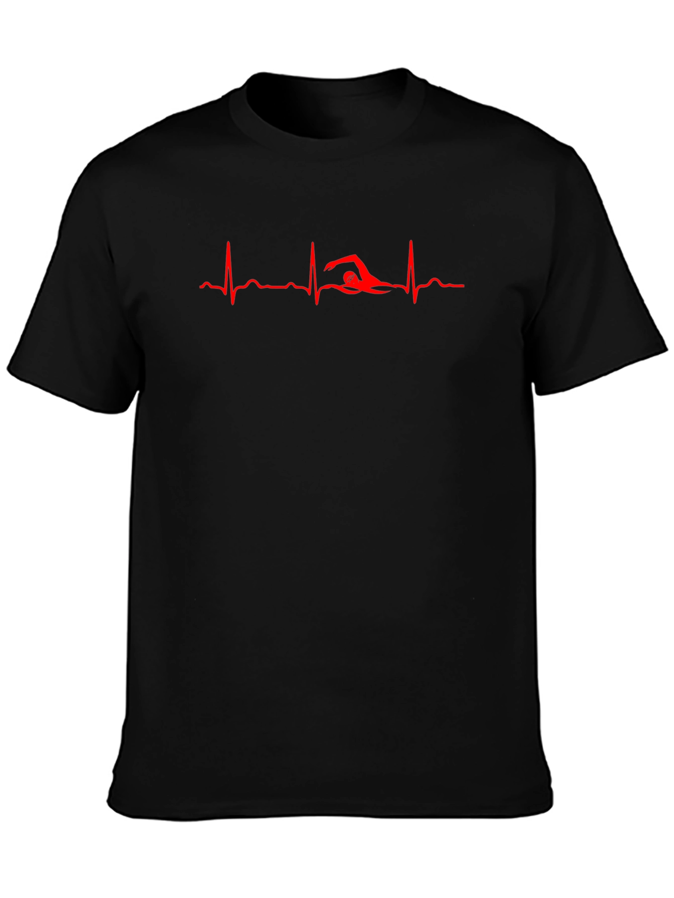 Swimmer Heartbeat Black T-Shirt