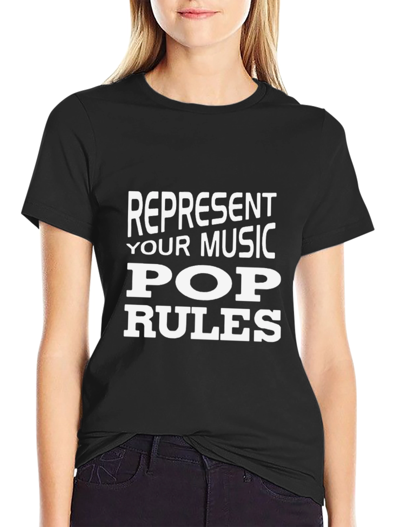 Represent Your Music Pop Rules Black T-Shirt