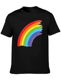 Rainbow Graphic Tee - Black Cotton Blend Shirt