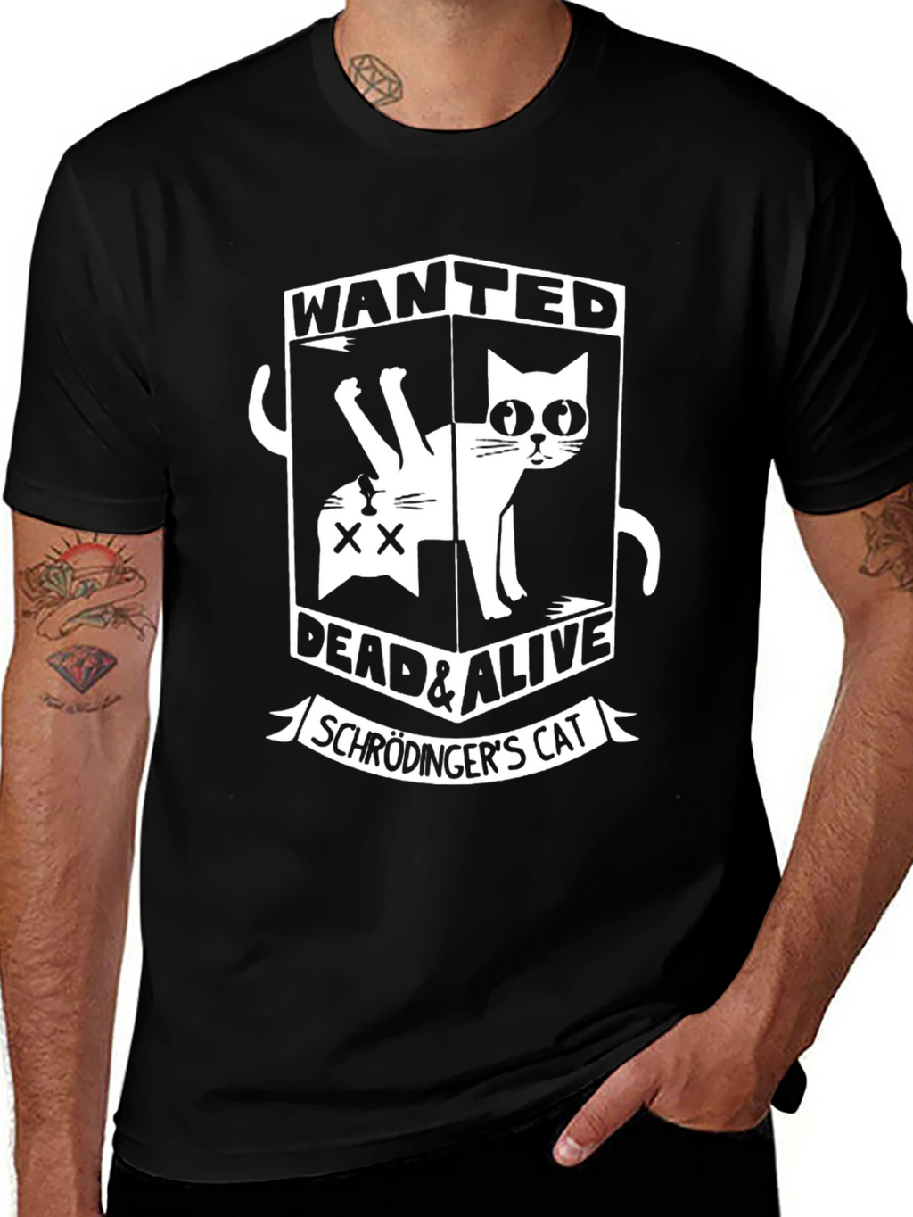 Schrödingers Cat Wanted T-Shirt - Dead & Alive