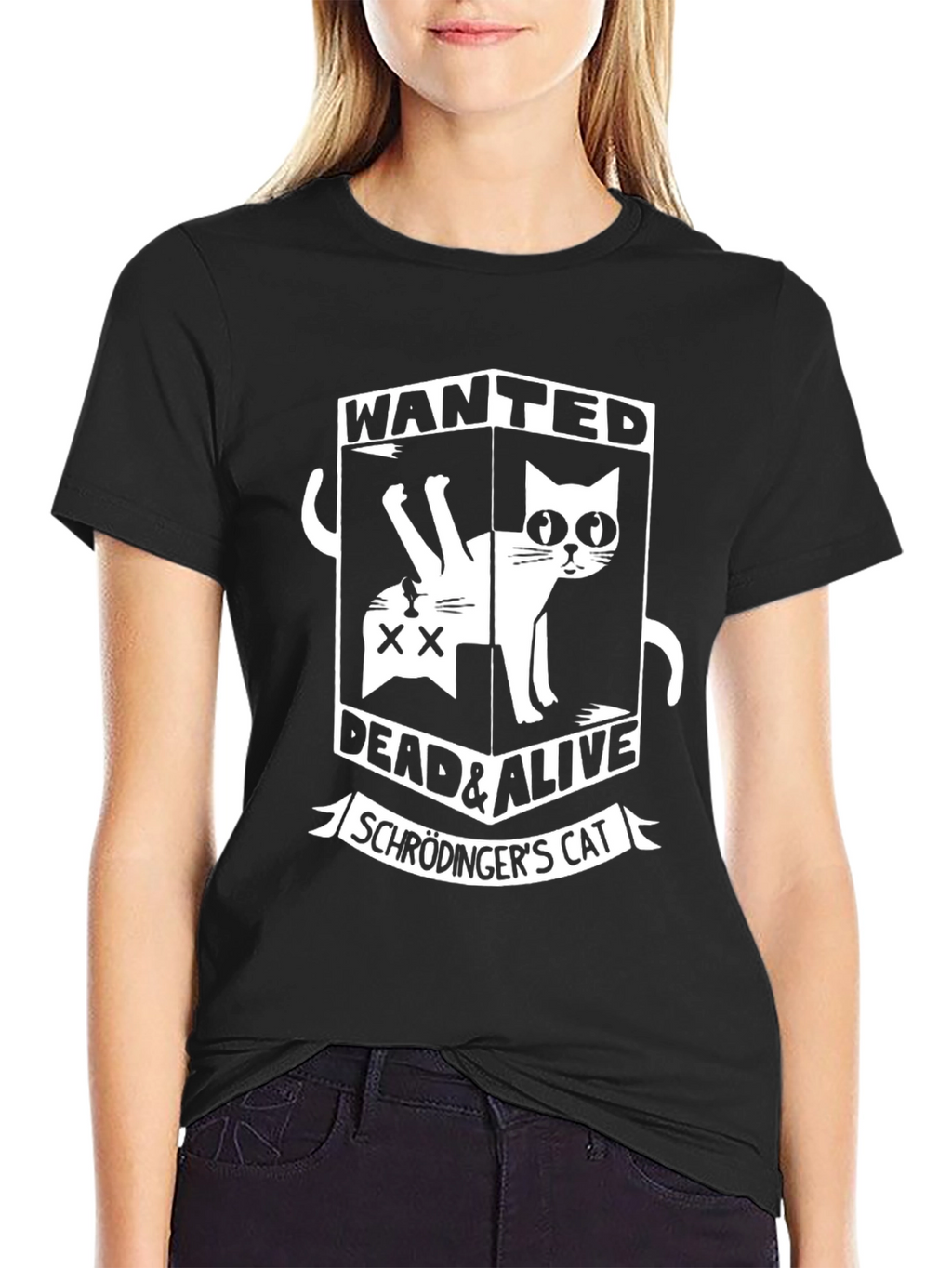 Schrödingers Cat Wanted T-Shirt - Dead & Alive