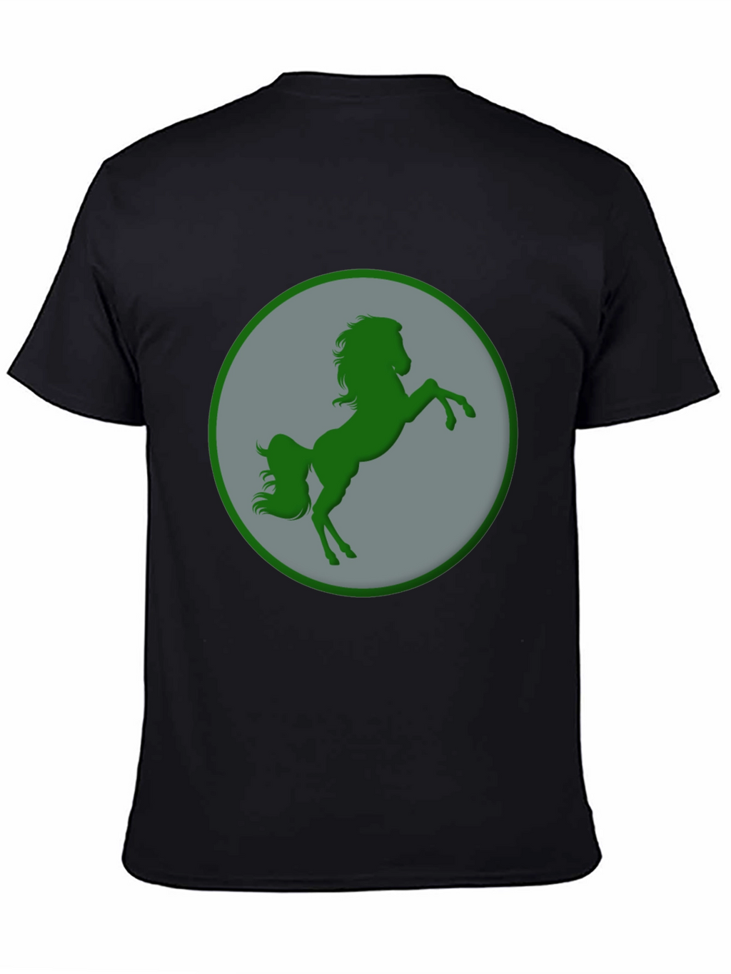 Green Horse Graphic Black T-Shirt