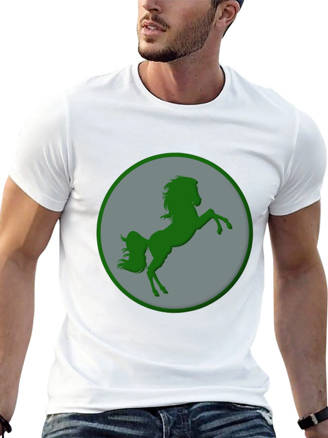 Green Horse Graphic Black T-Shirt