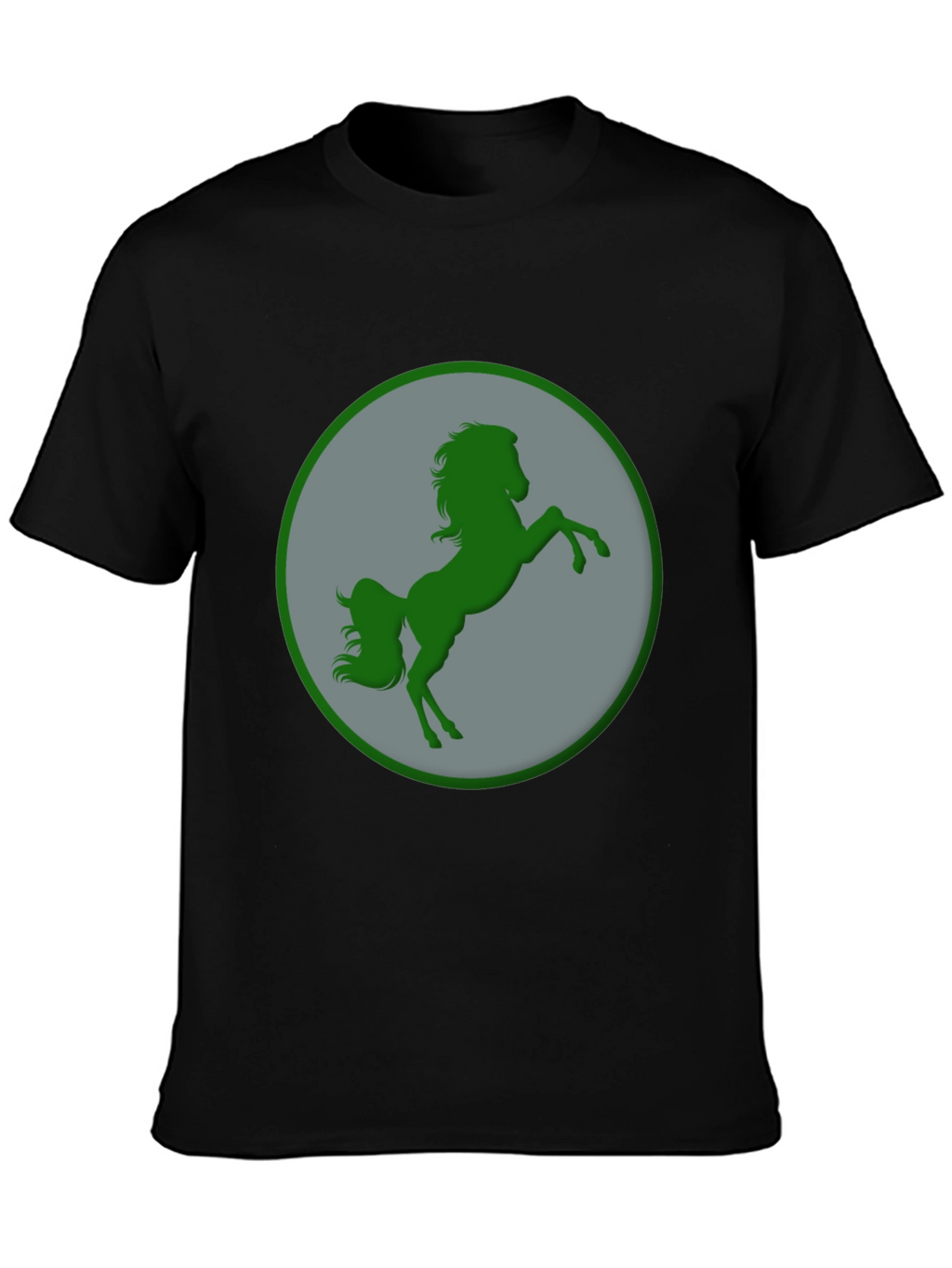 Green Horse Graphic Black T-Shirt