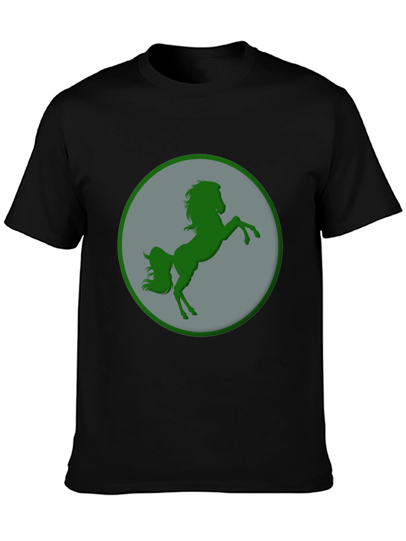 Green Horse Graphic Black T-Shirt