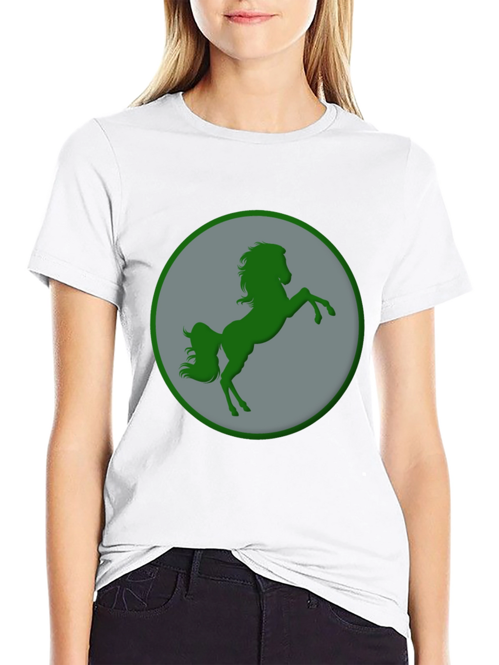 Green Horse Graphic Black T-Shirt