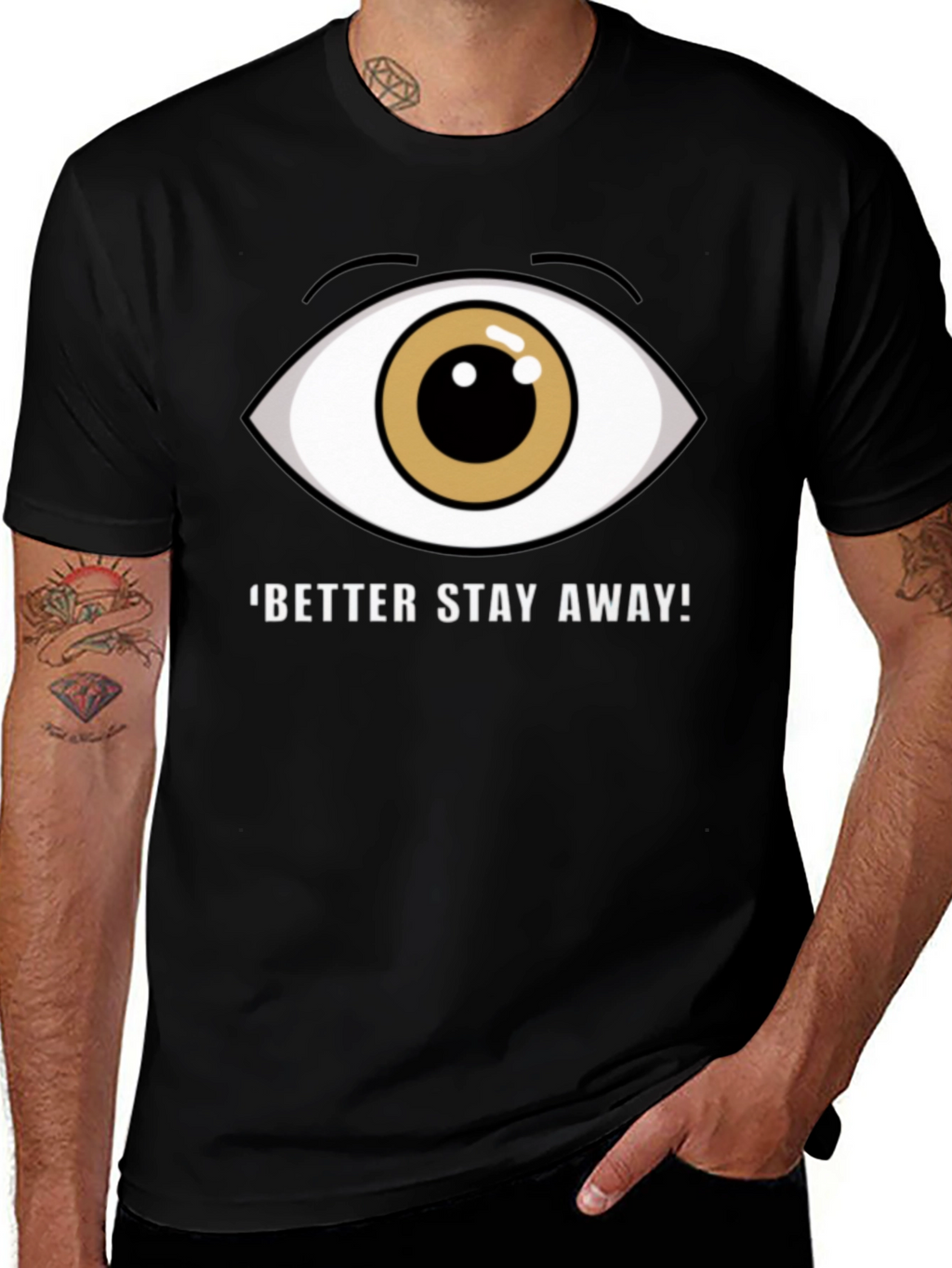 Eye Graphic Black T-Shirt - Stay Away!