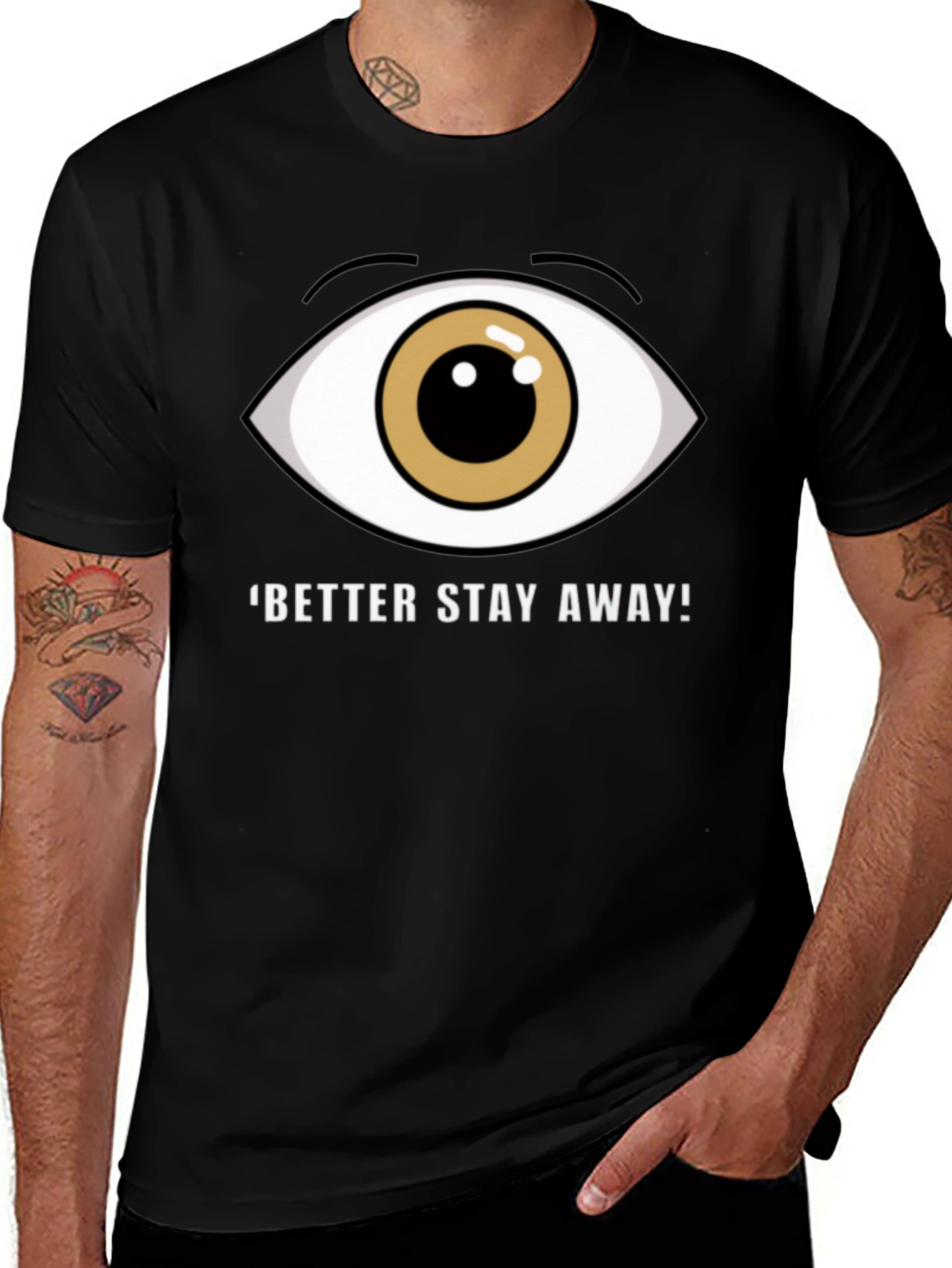 Eye Graphic Black T-Shirt - Stay Away!