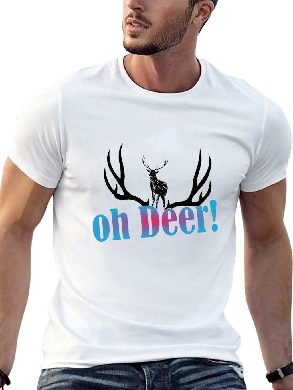 Oh Deer! Graphic Print Black T-Shirt