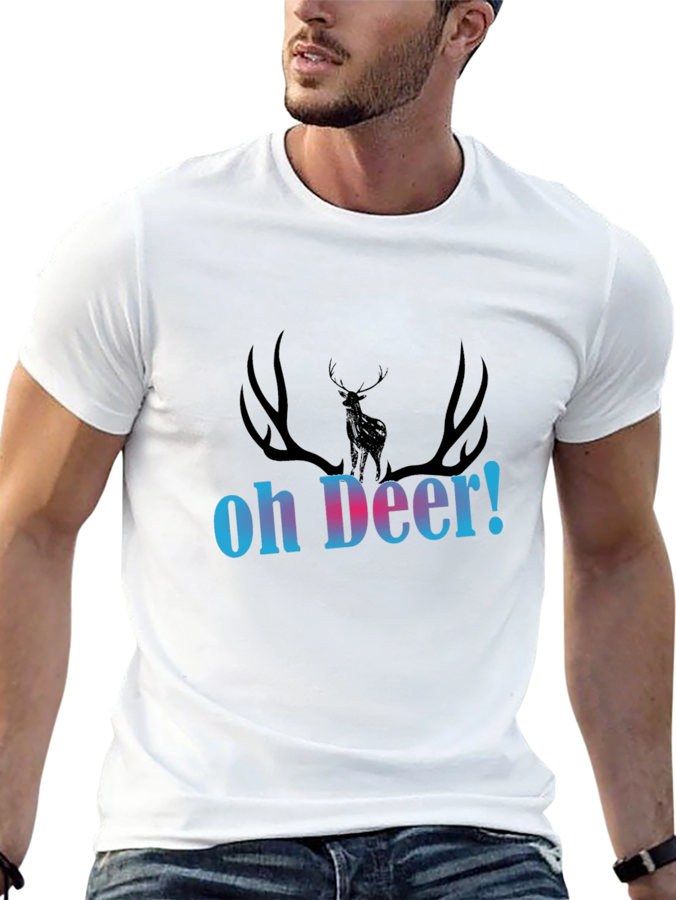 Oh Deer! Graphic Print Black T-Shirt
