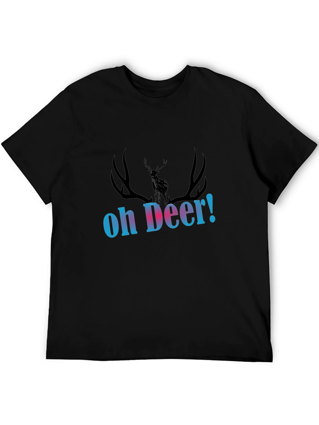 Oh Deer! Graphic Print Black T-Shirt