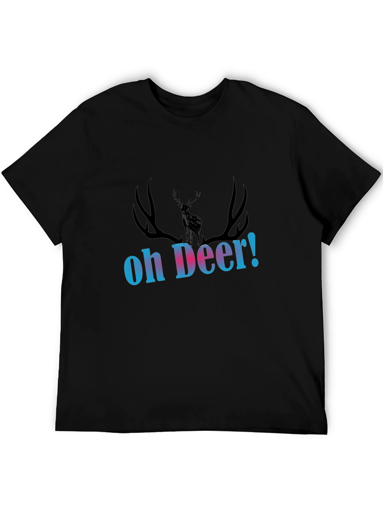 Oh Deer! Graphic Print Black T-Shirt