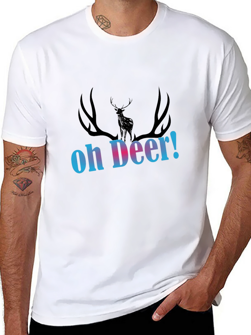 Oh Deer! Graphic Print Black T-Shirt