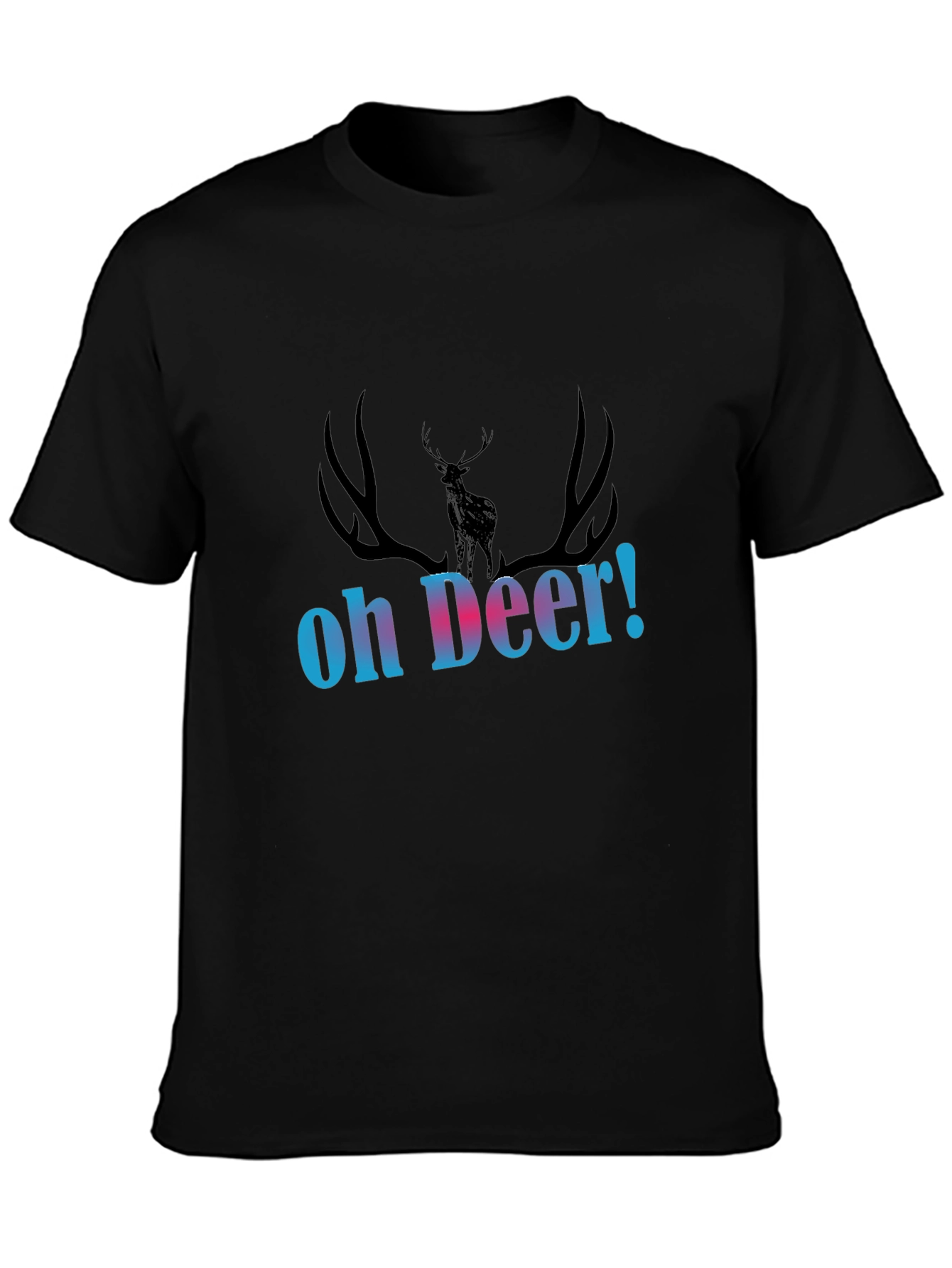 Oh Deer! Graphic Print Black T-Shirt