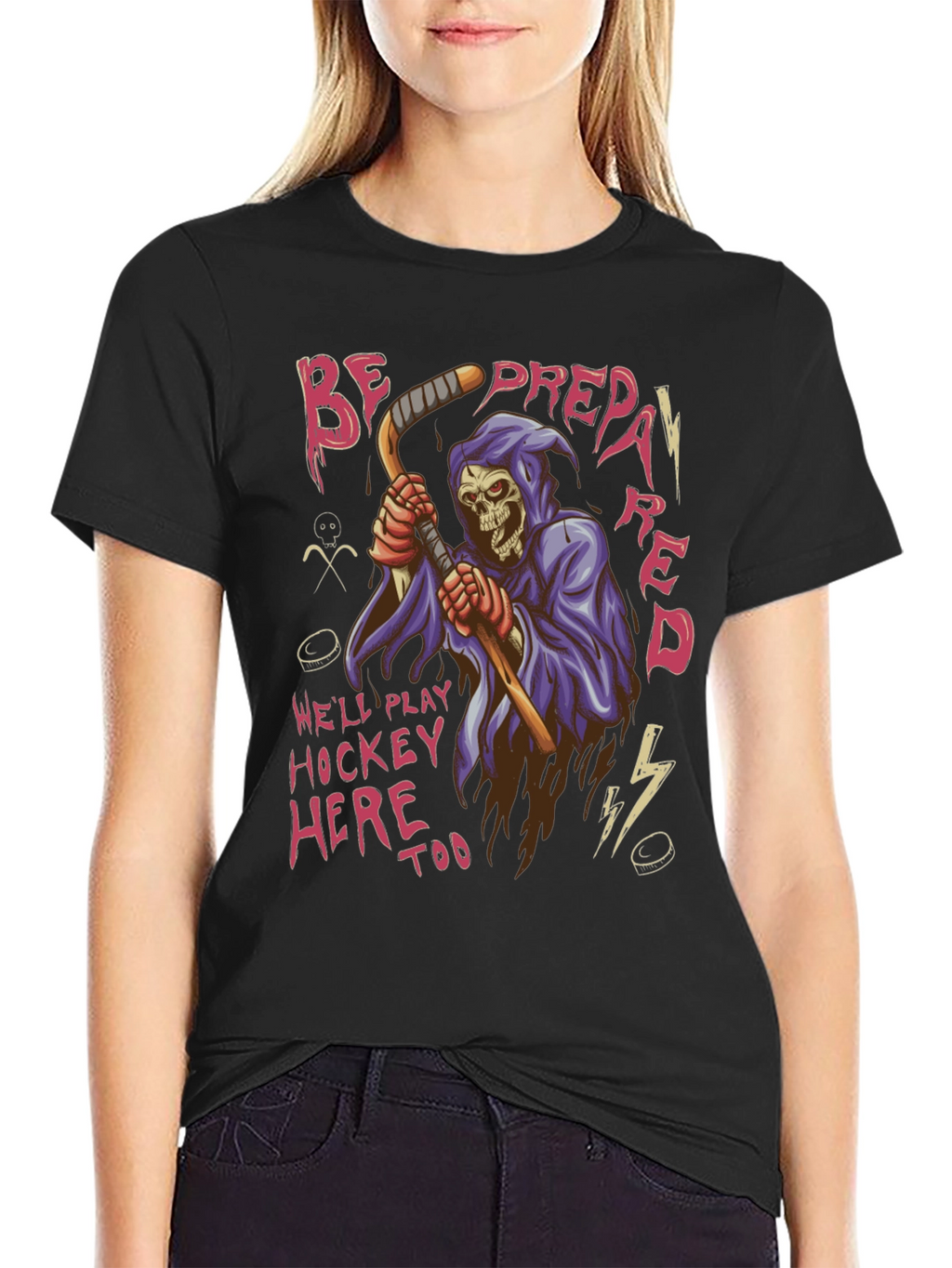 Hockey Grim Reaper Graphic T-Shirt