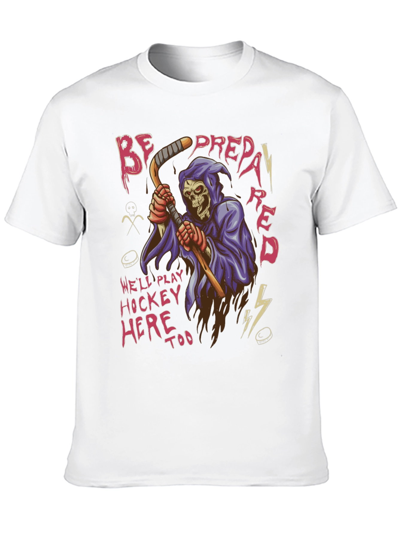 Hockey Grim Reaper Graphic T-Shirt