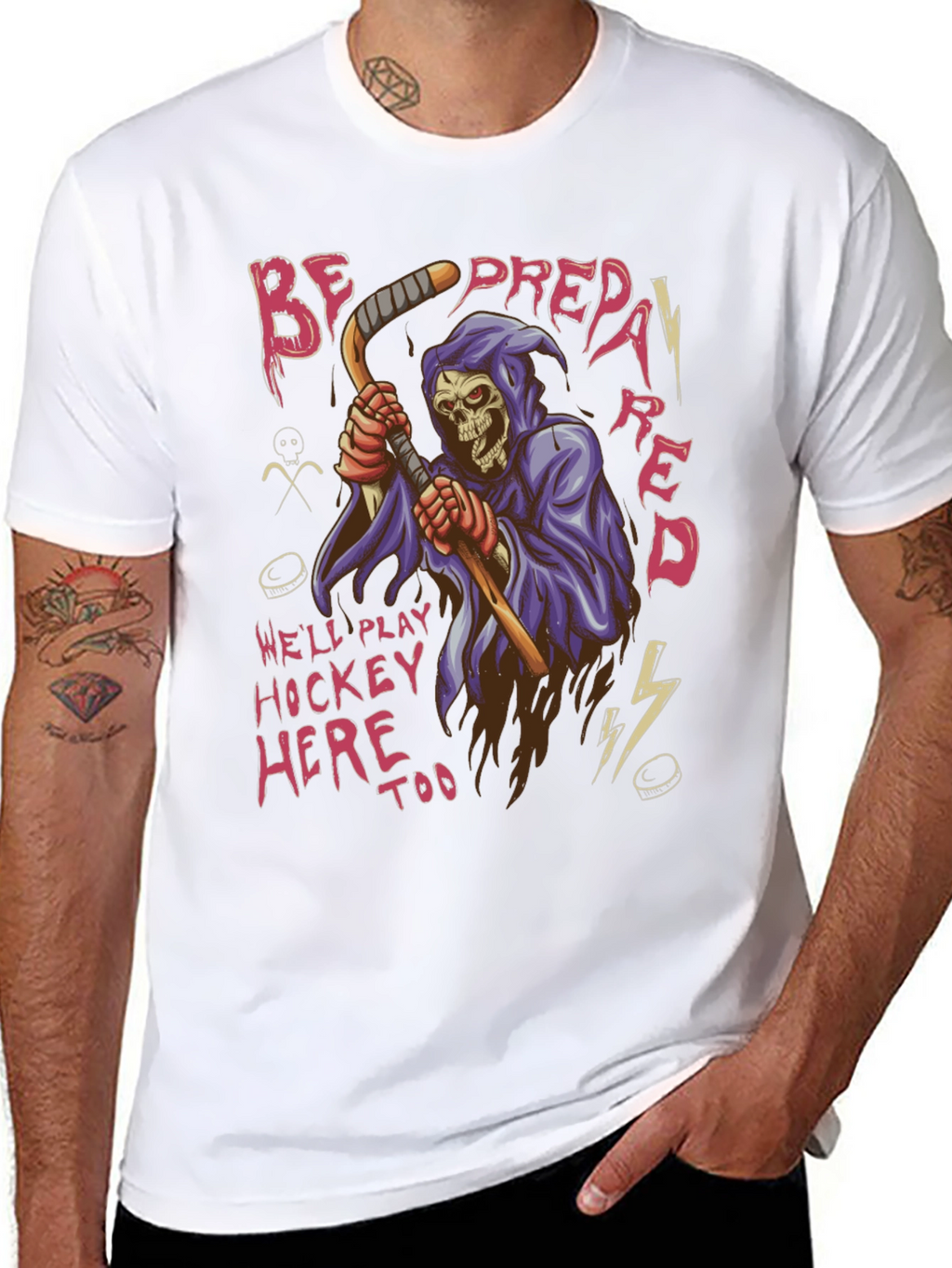 Hockey Grim Reaper Graphic T-Shirt