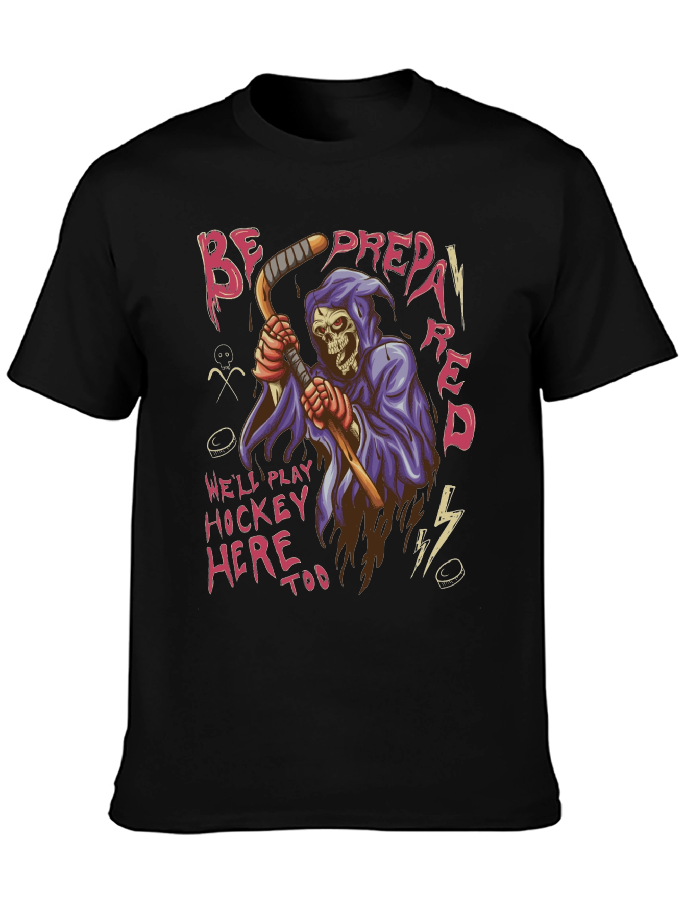 Hockey Grim Reaper Graphic T-Shirt