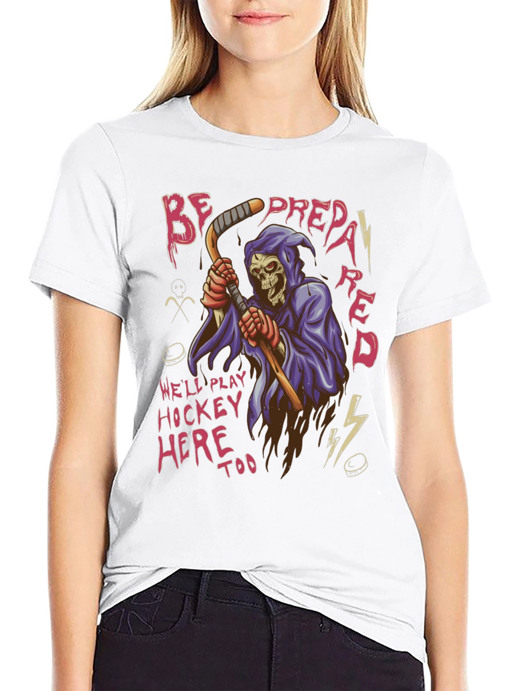 Hockey Grim Reaper Graphic T-Shirt