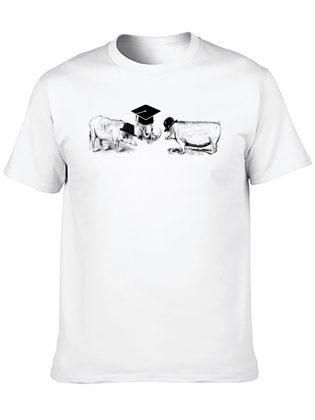 Funny Animal T-Shirt Black Cotton Tee