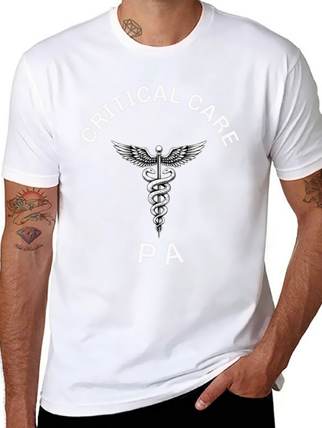 Critical Care PA T-Shirt - Medical Caduceus Design