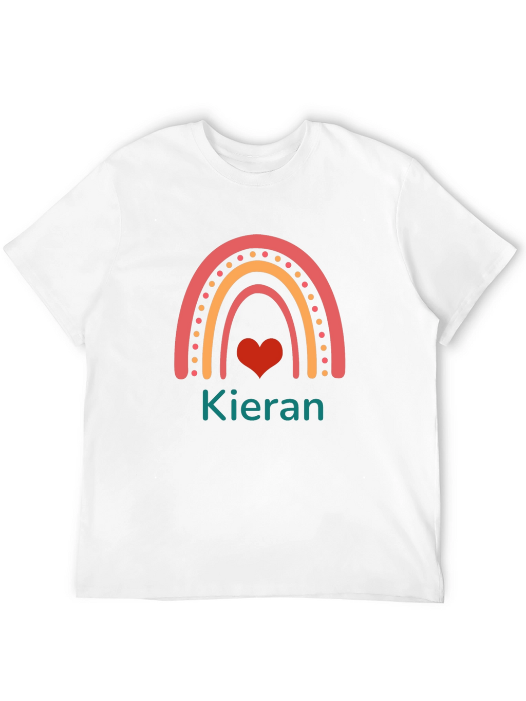 Personalized Kieran Rainbow Heart T-Shirt