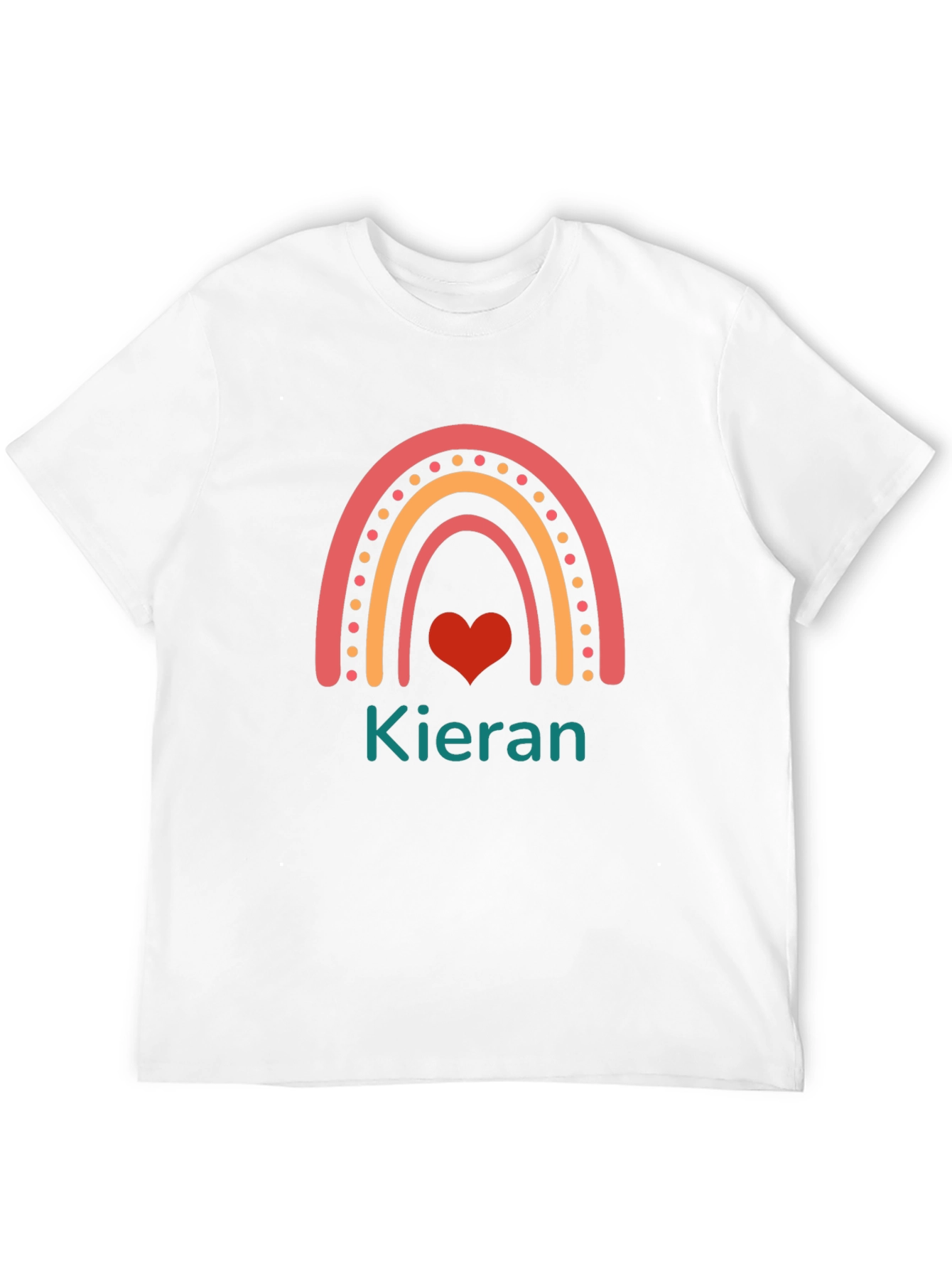 Personalized Kieran Rainbow Heart T-Shirt