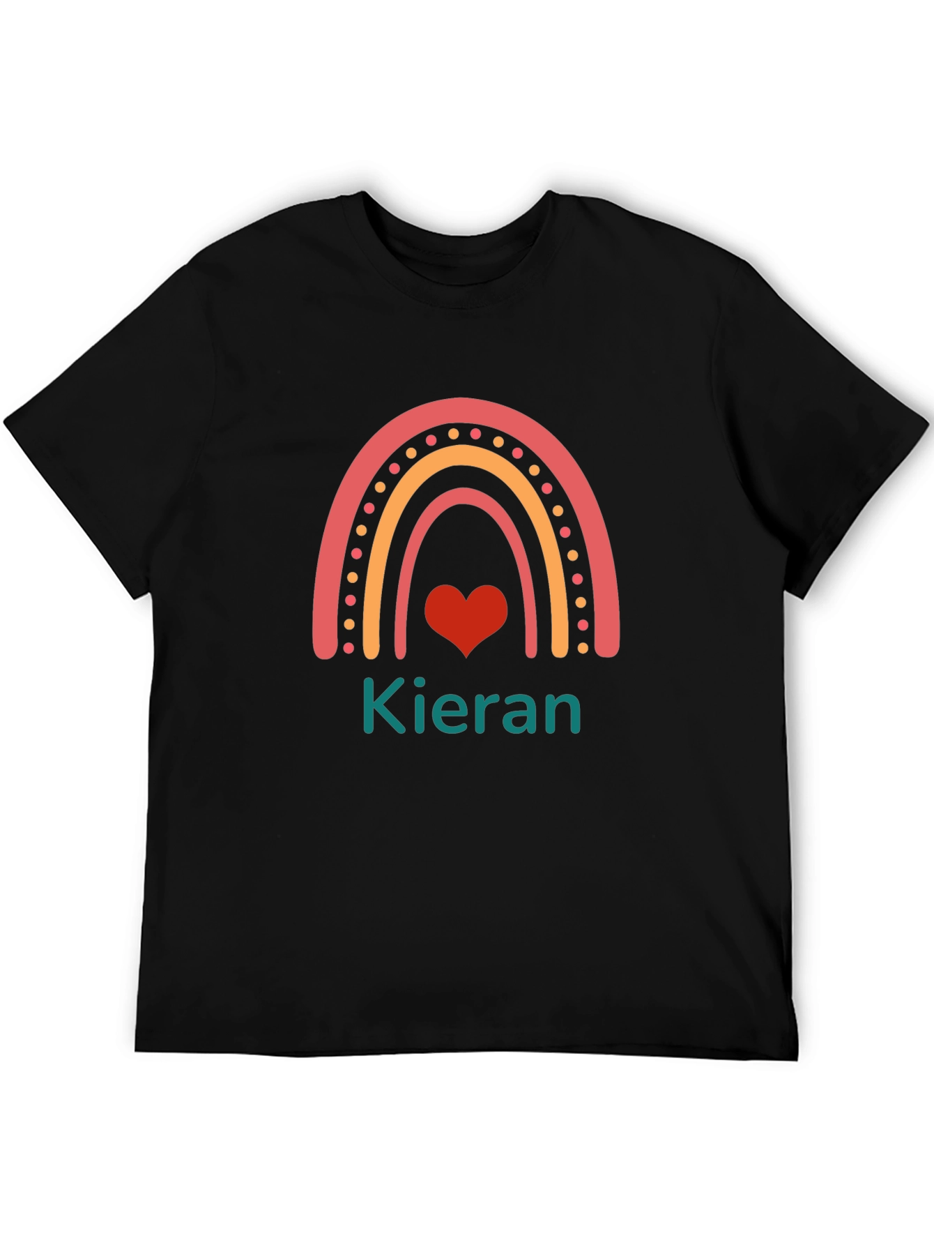 Personalized Kieran Rainbow Heart T-Shirt