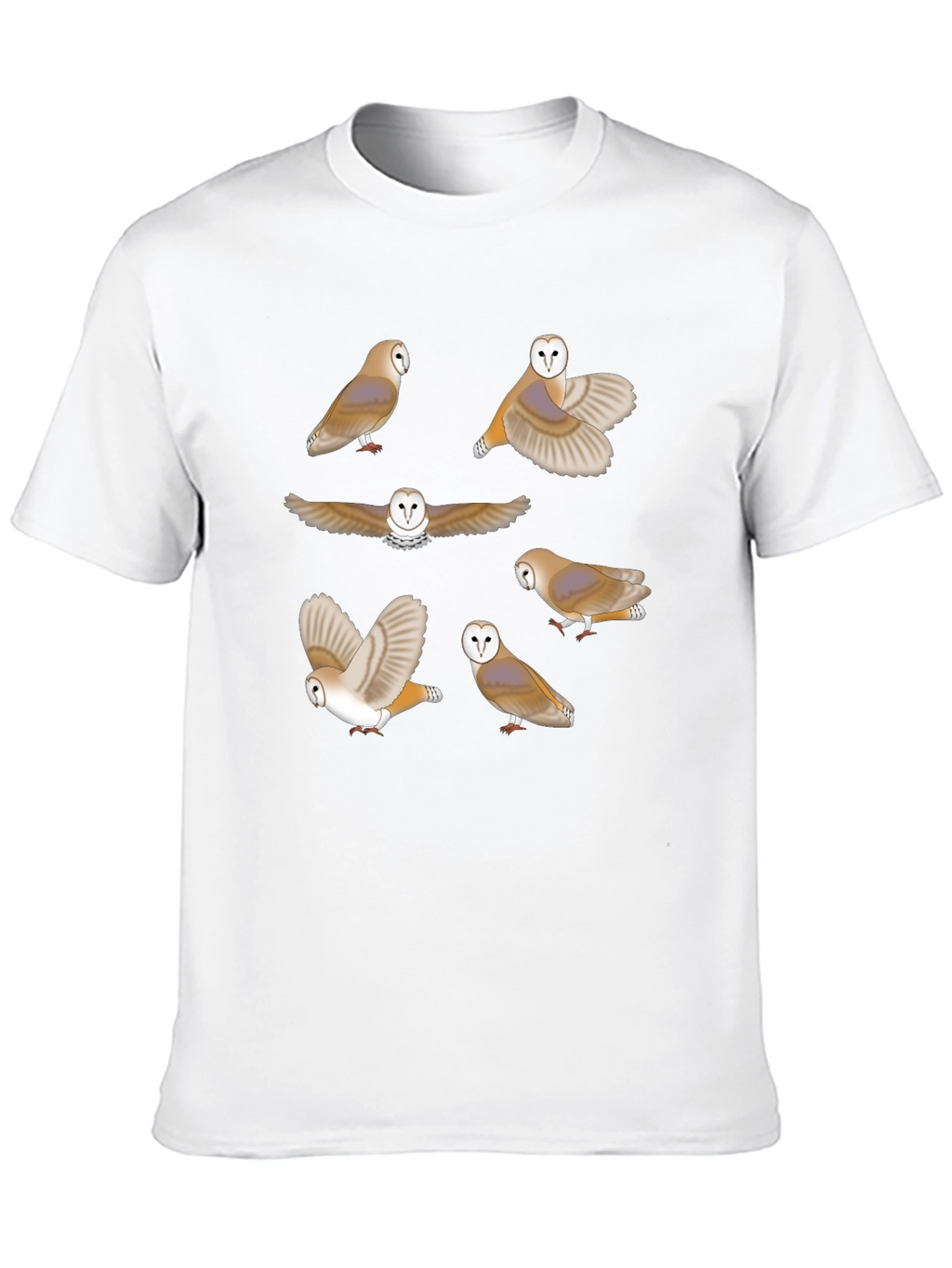 Owl Pattern Graphic Tee - Premium Cotton