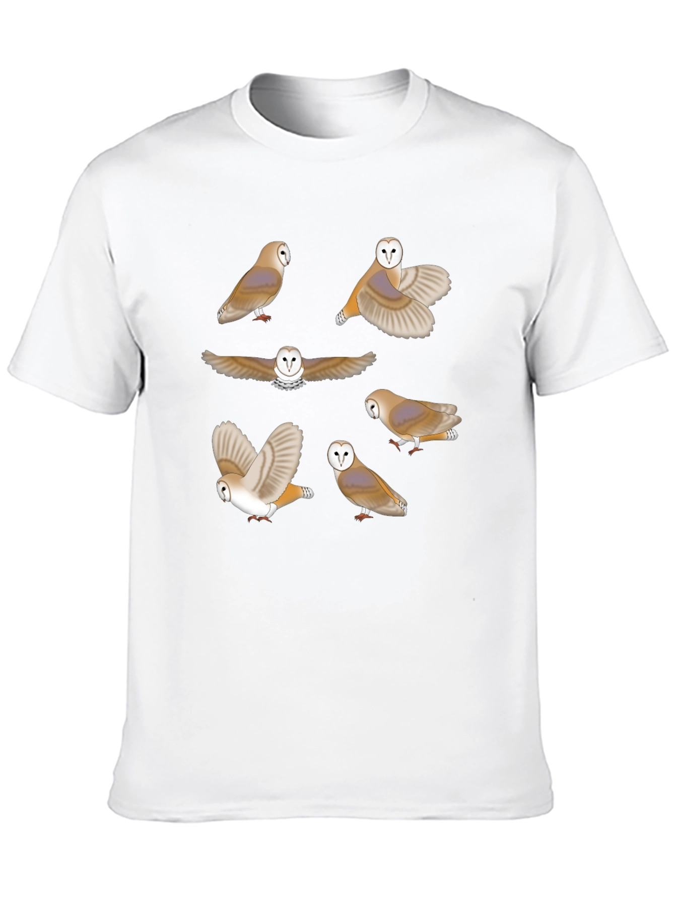 Owl Pattern Graphic Tee - Premium Cotton
