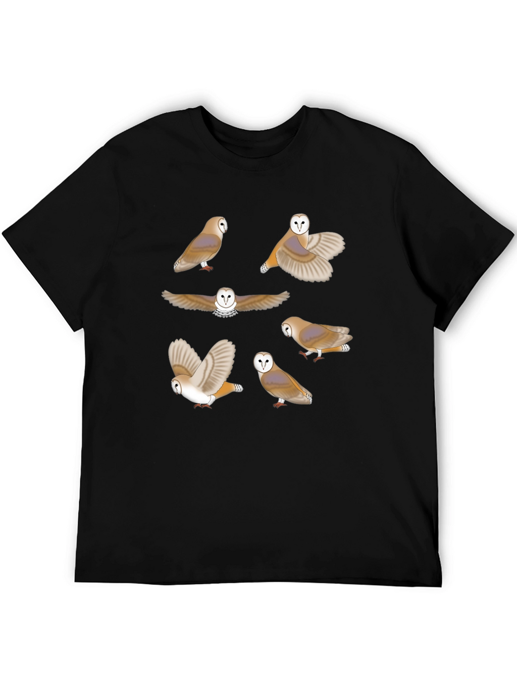Owl Pattern Graphic Tee - Premium Cotton