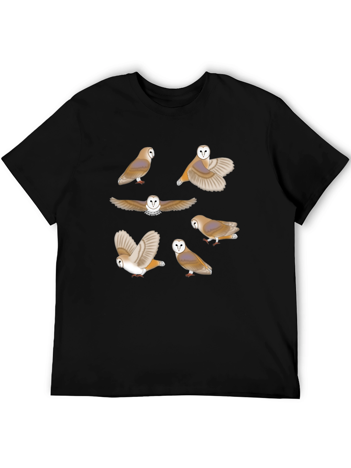 Owl Pattern Graphic Tee - Premium Cotton