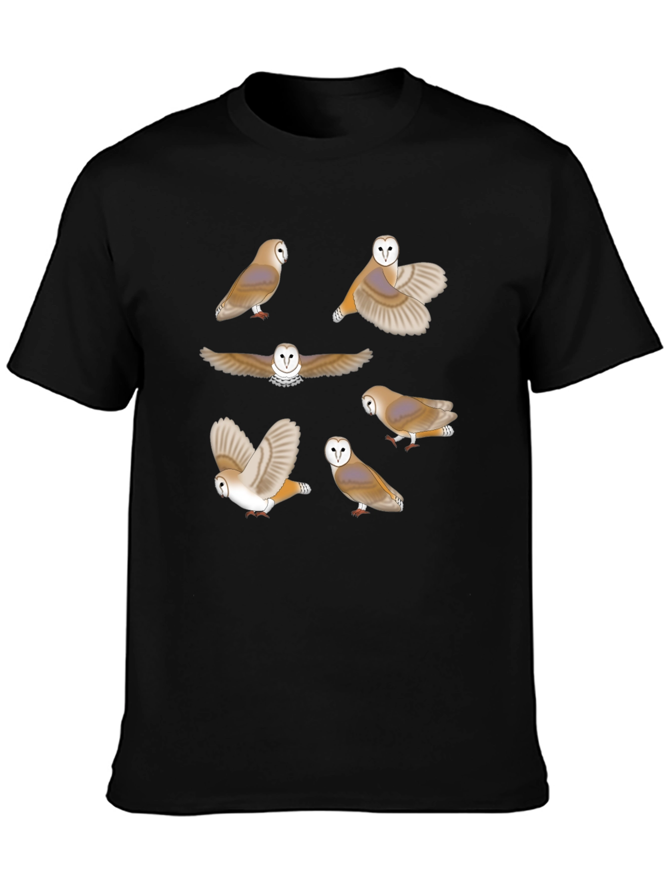 Owl Pattern Graphic Tee - Premium Cotton