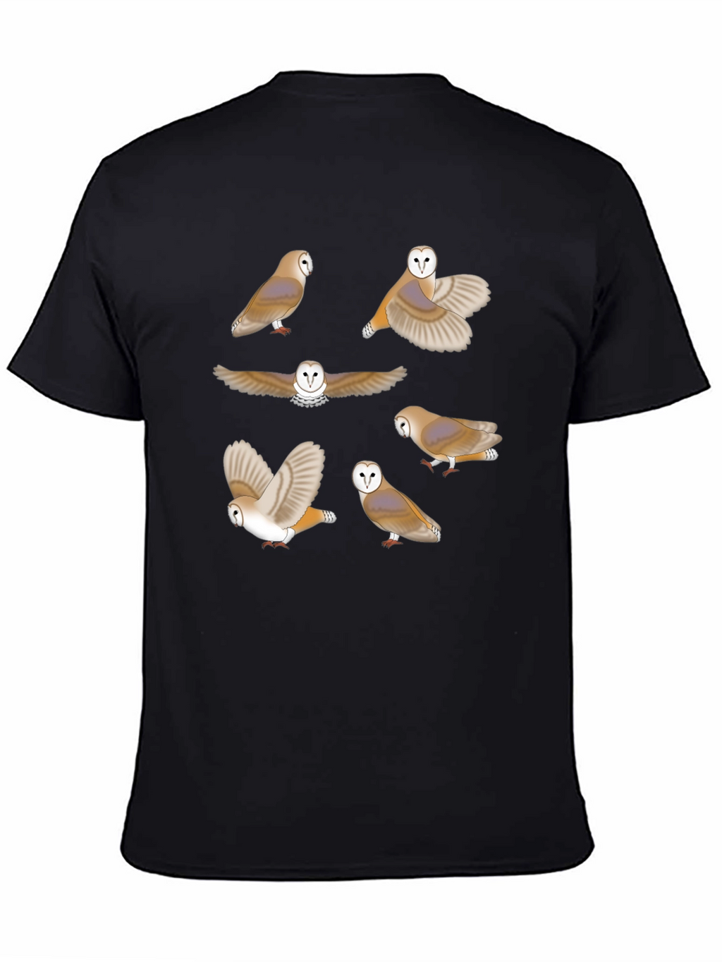 Owl Pattern Graphic Tee - Premium Cotton