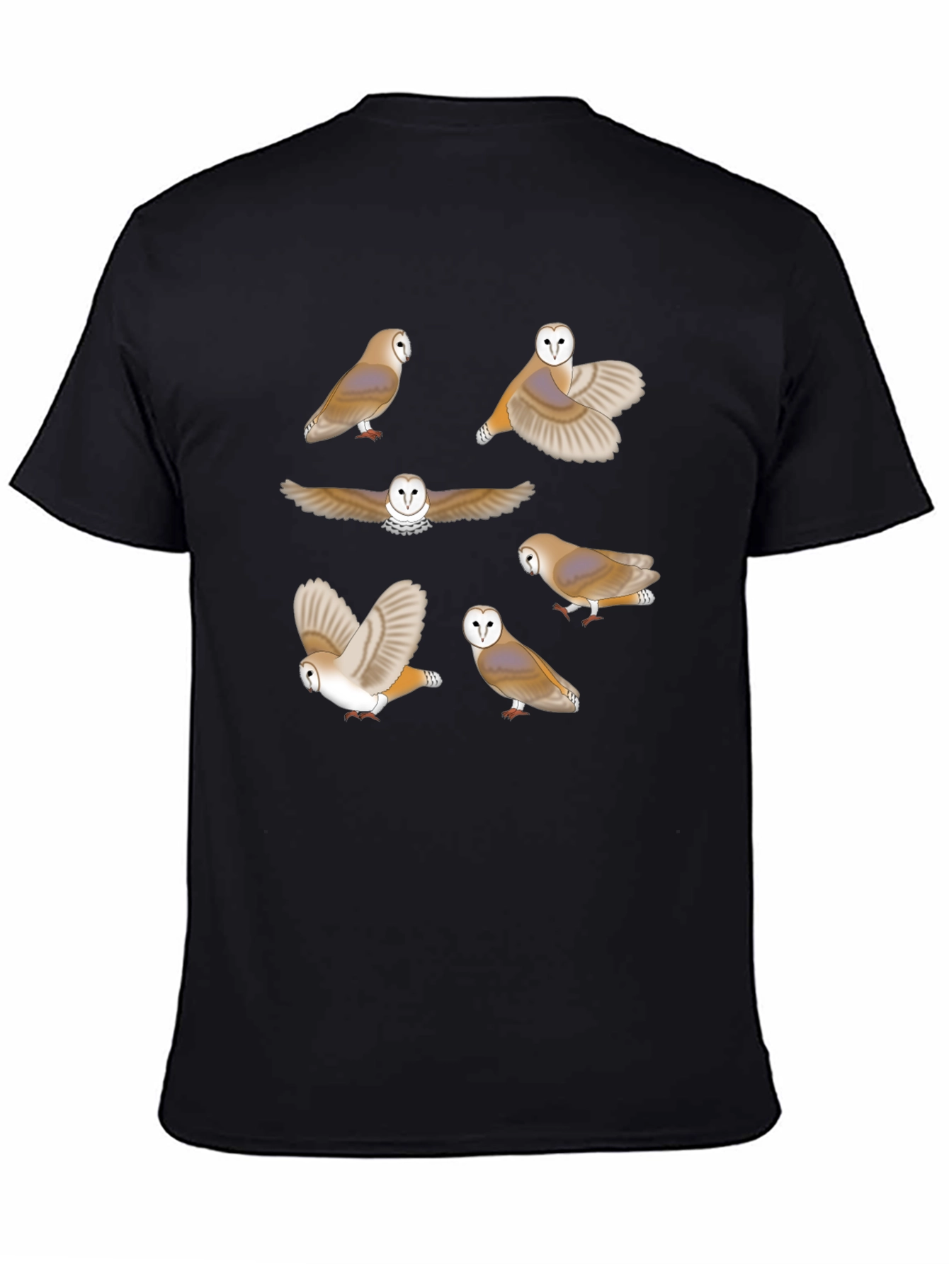 Owl Pattern Graphic Tee - Premium Cotton