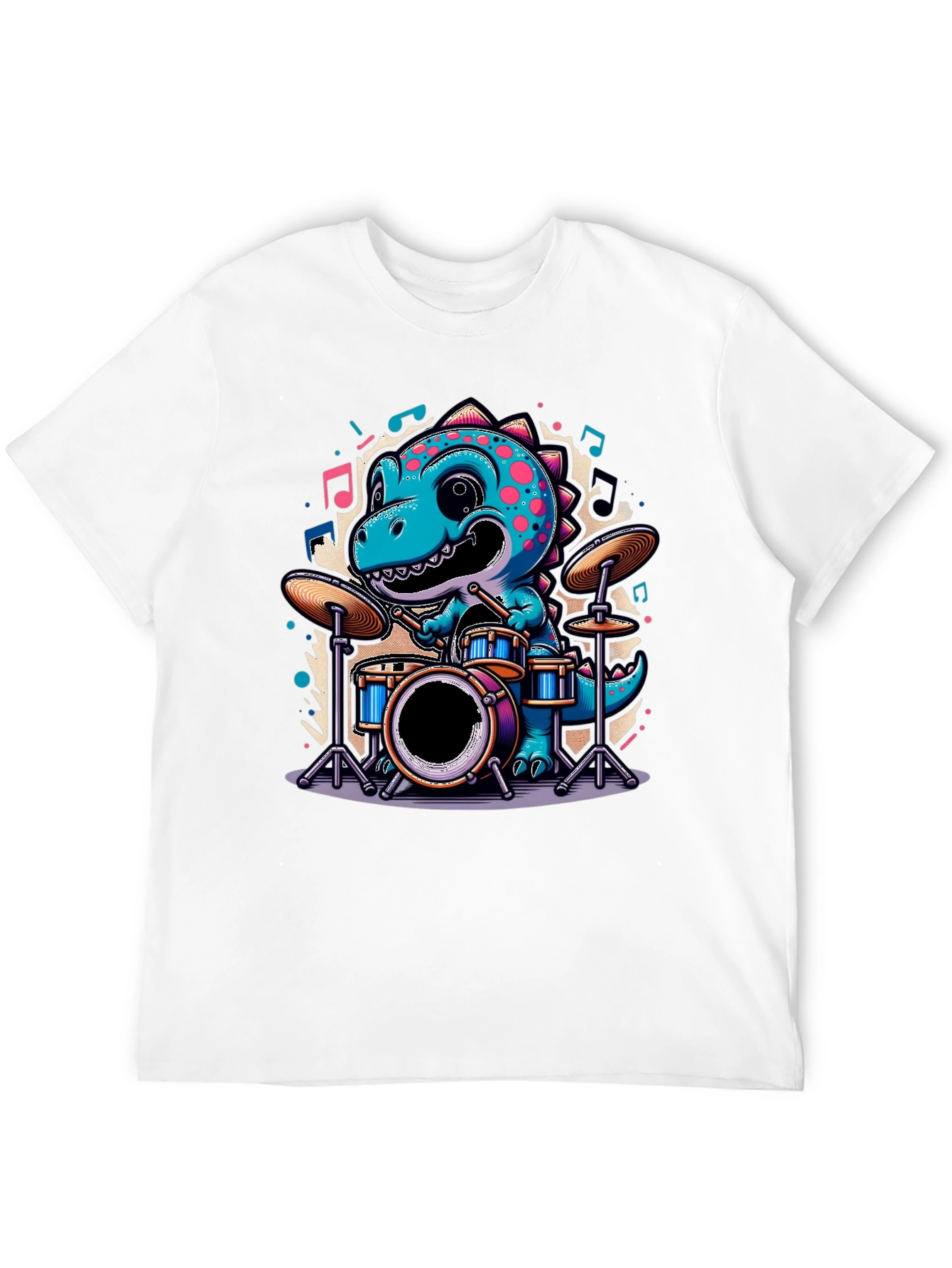 Dino Drummer Tee - Cute Cartoon Dinosaur T-Shirt