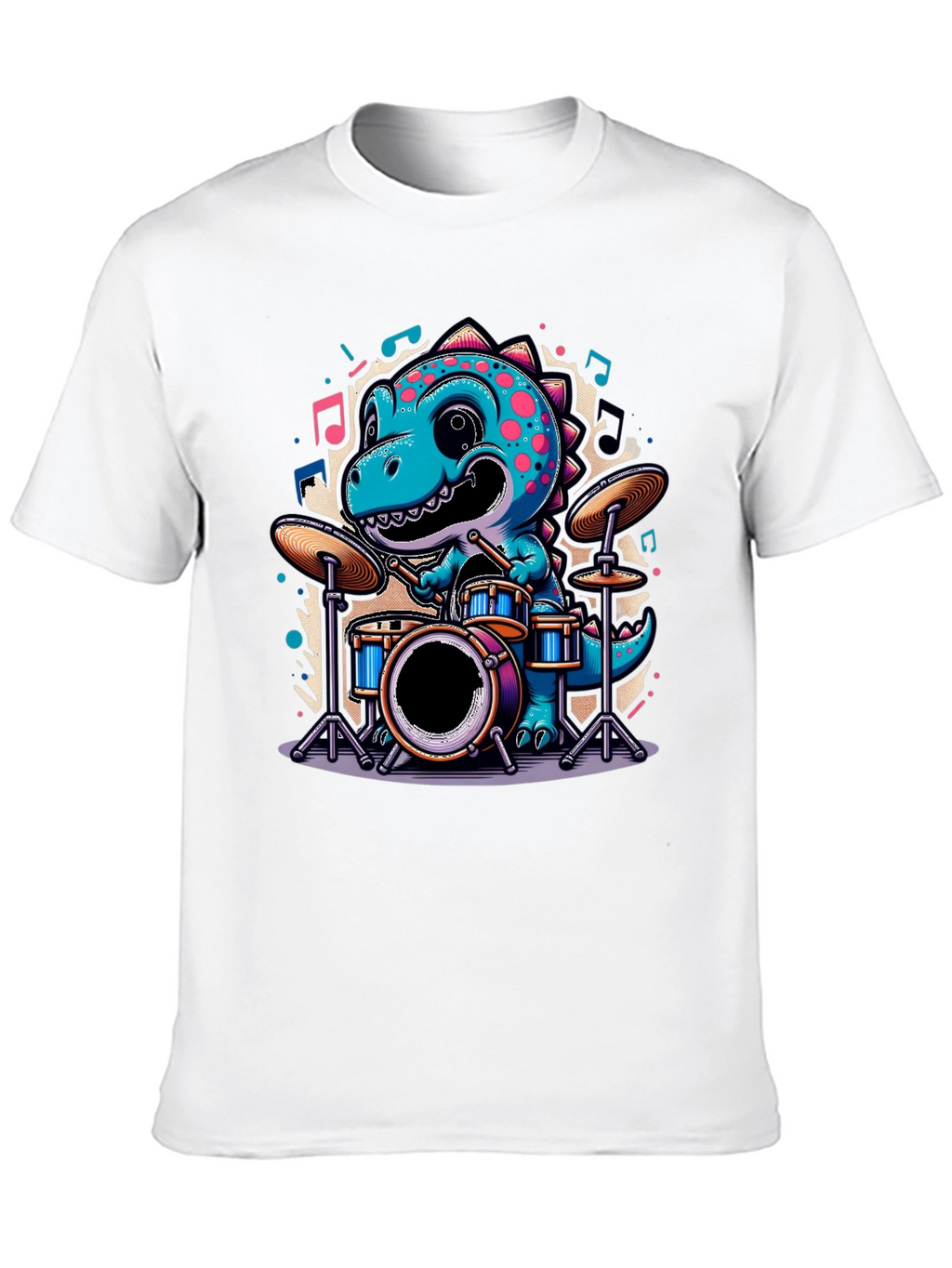 Dino Drummer Tee - Cute Cartoon Dinosaur T-Shirt