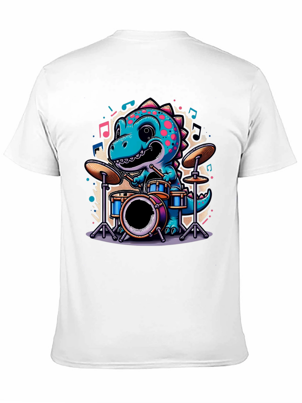 Dino Drummer Tee - Cute Cartoon Dinosaur T-Shirt