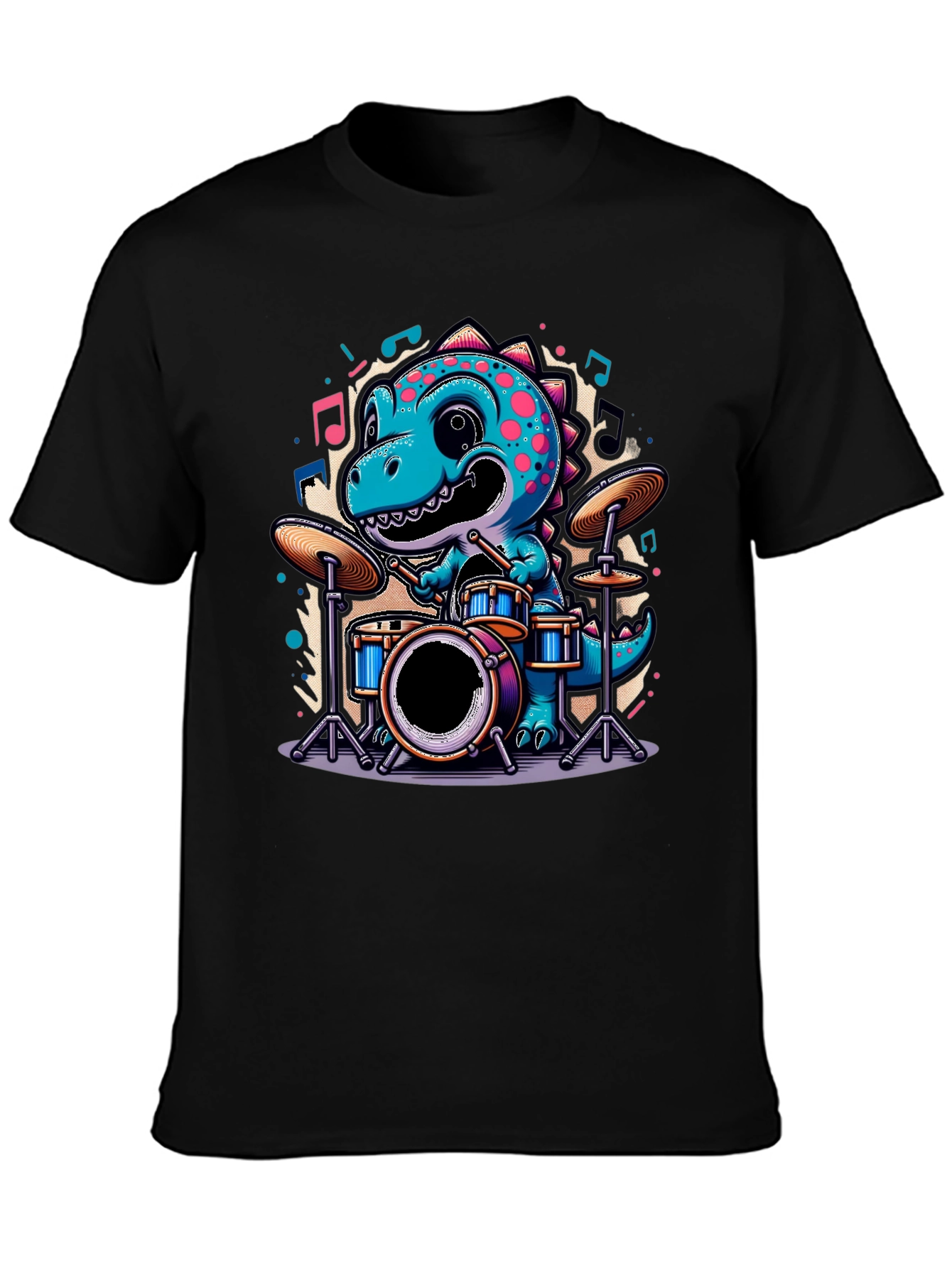 Dino Drummer Tee - Cute Cartoon Dinosaur T-Shirt