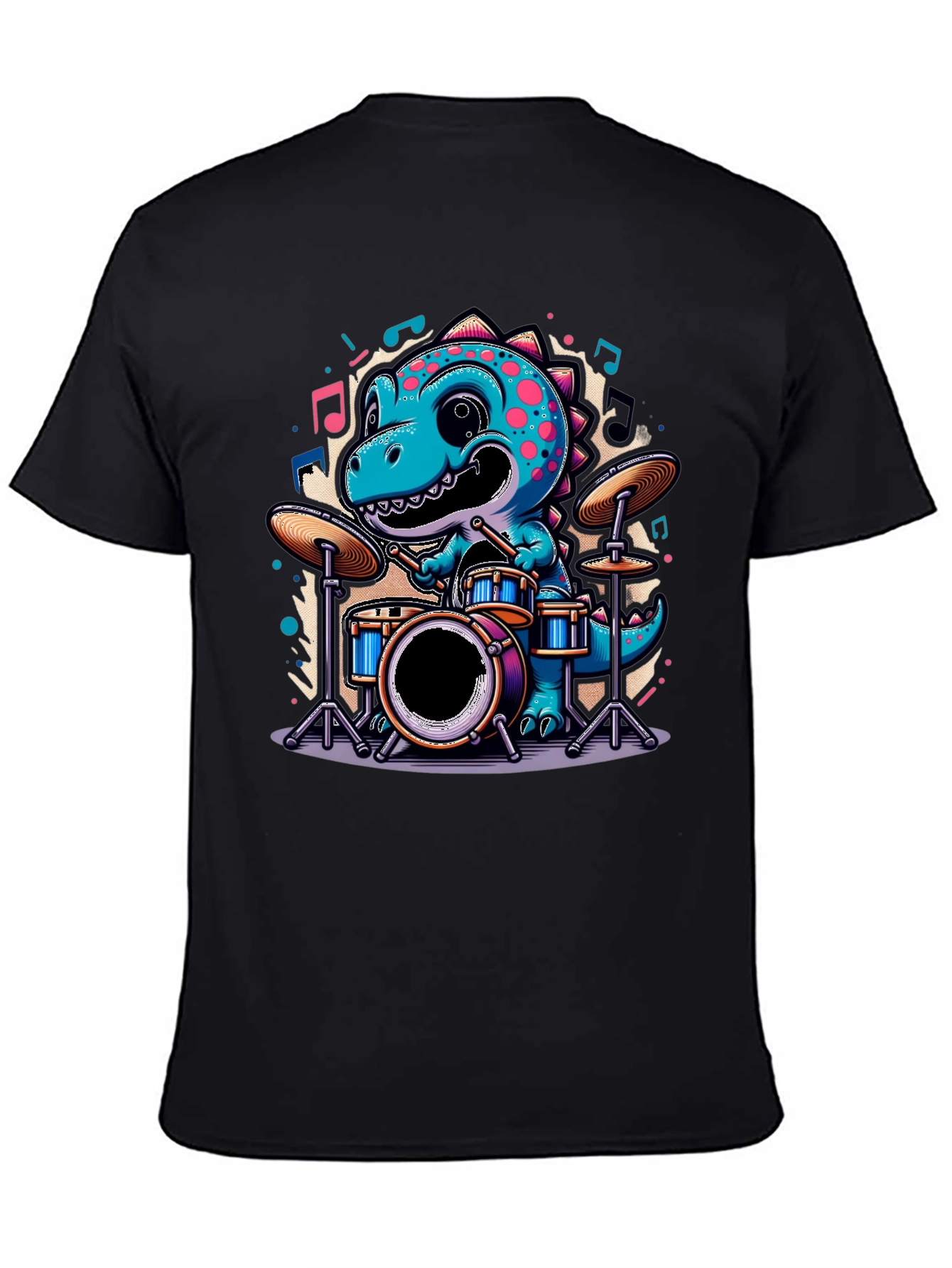 Dino Drummer Tee - Cute Cartoon Dinosaur T-Shirt
