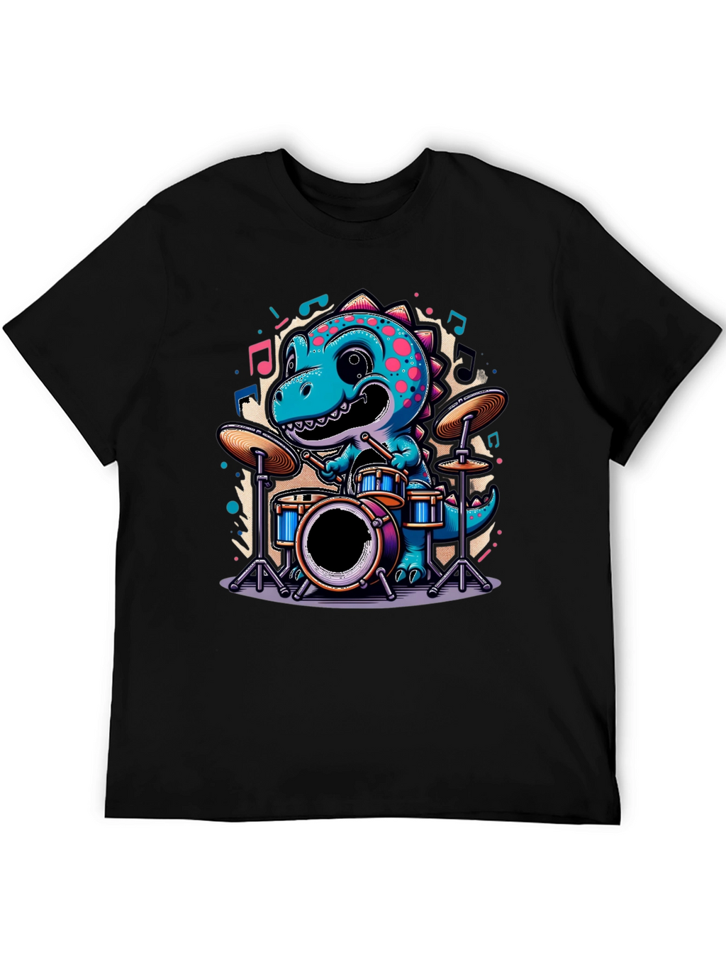 Dino Drummer Tee - Cute Cartoon Dinosaur T-Shirt