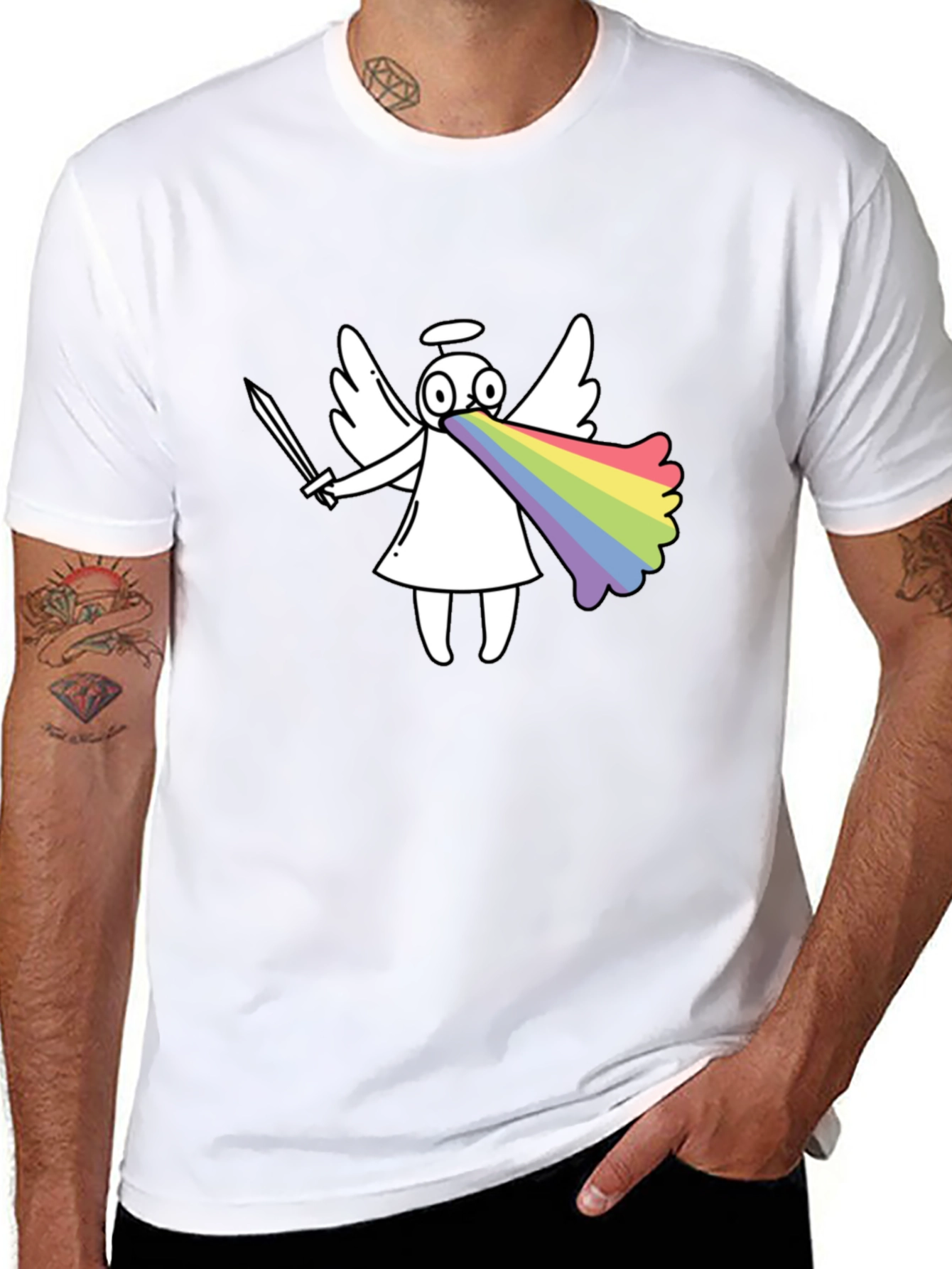 Rainbow Angel Graphic T-Shirt