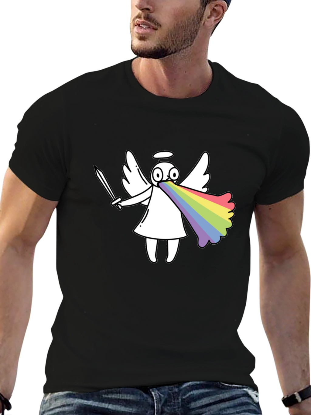 Rainbow Angel Graphic T-Shirt