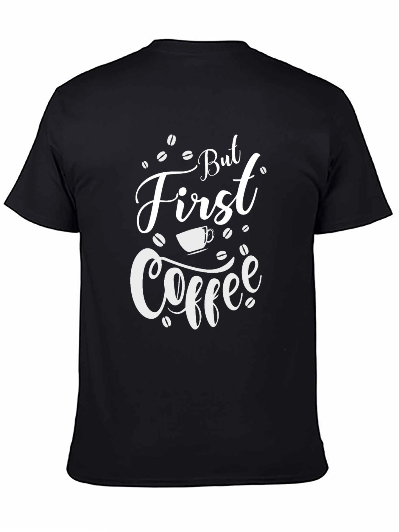 But First Coffee Graphic T-Shirt - Black Cotton Blend