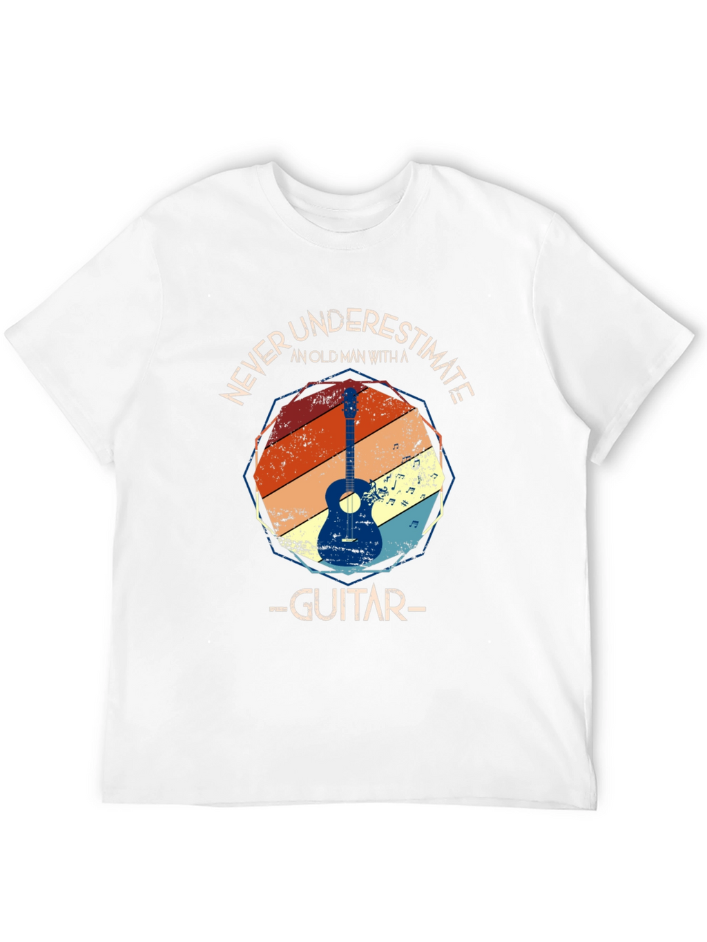 Never Underestimate Old Man with Guitar T-Shirt