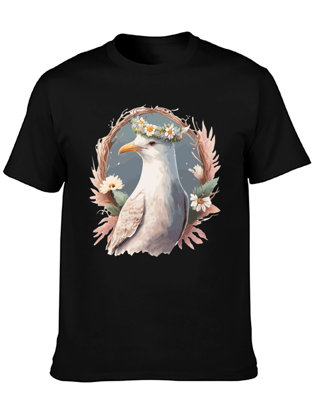 Seagull Floral Wreath Graphic Tee
